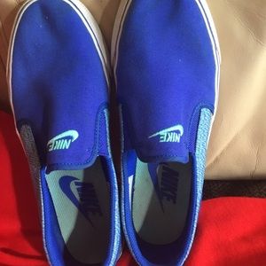 Nike brilliant blue slip on, boat shoes ladies Sz 7